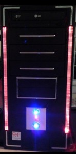 The power glow of an LED illuminated computer face.